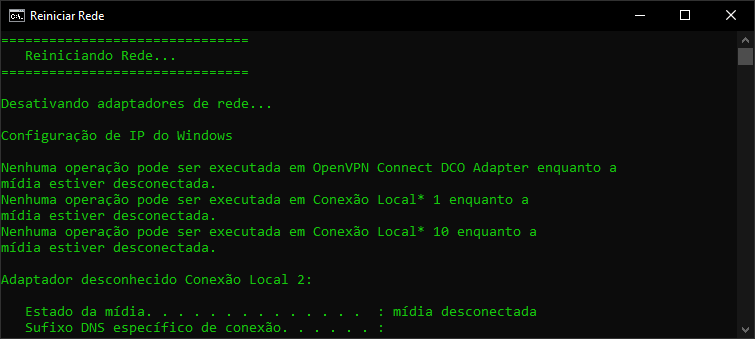 Reiniciar Rede CMD